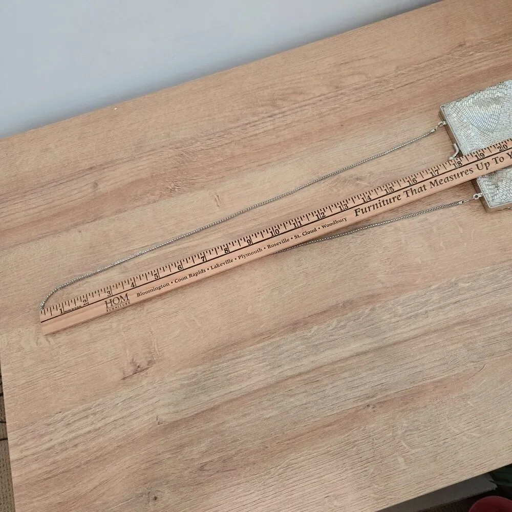 Vintage MAGID Beaded Evening Purse Clutch Silver Kiss Lock Chain Handmade Macau - Picture 8 of 9